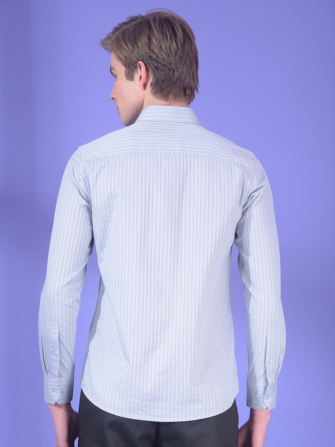 Grey Vertical Stripes 100% Cotton Shirt