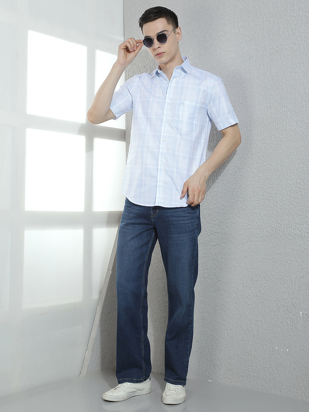 Blue Graphic Print 100% Cotton Shirt