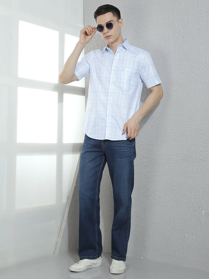 Blue Graphic Print 100% Cotton Shirt