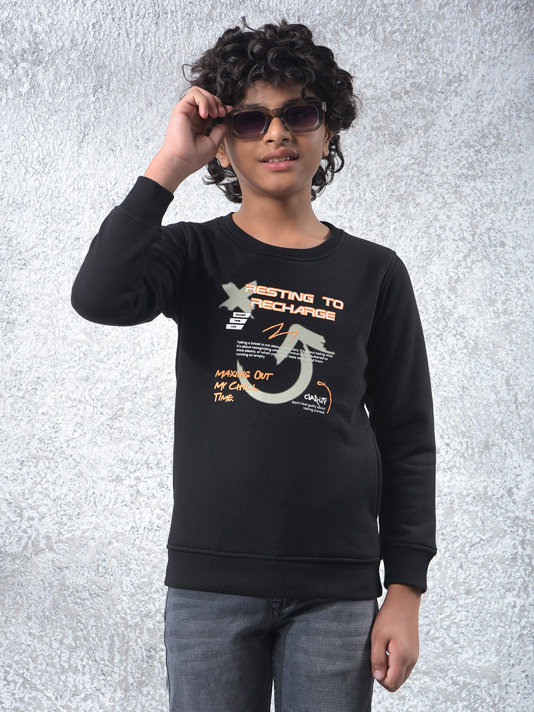 Black Graphic Print Sweatshirt
