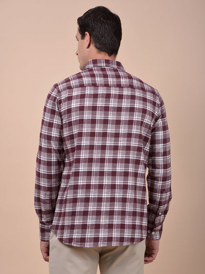 Maroon Checked 100% Cotton Shirt