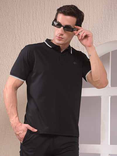 Noir Black Polo Neck T-Shirt