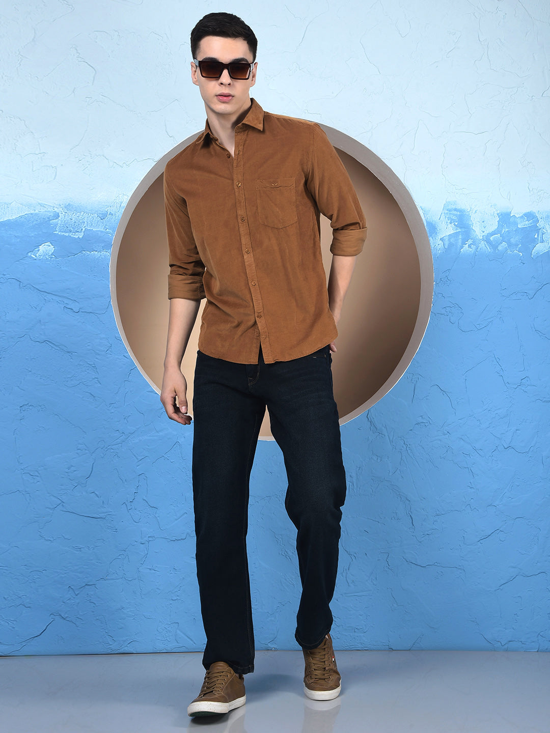 Brown 100% Cotton Corduroy Shirt