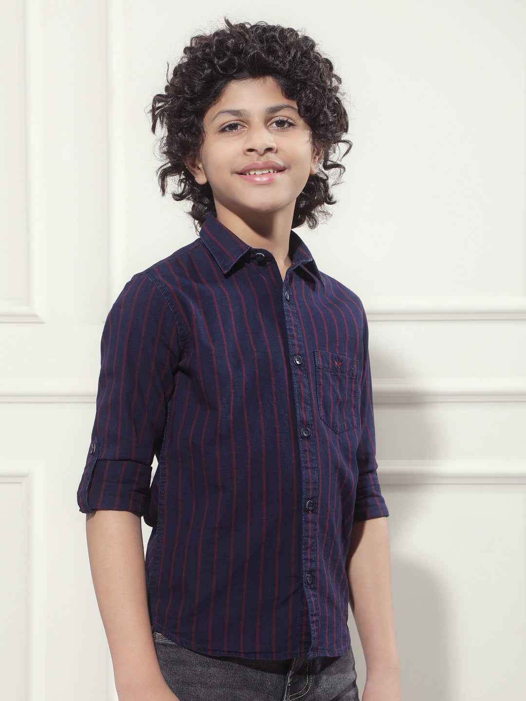 Red Vertical Striped 100% Cotton Shirt