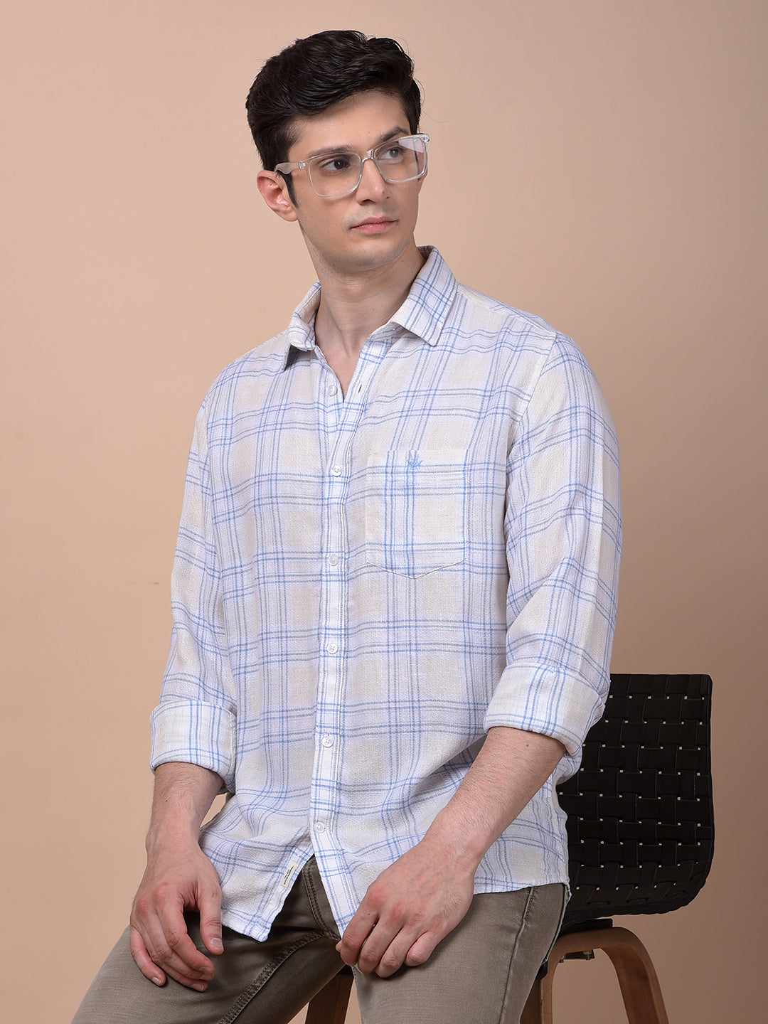 Blue Checked Linen Shirt