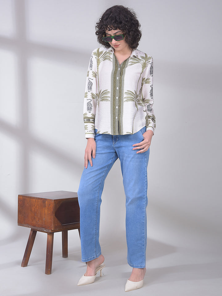 Green Floral Print Shirt
