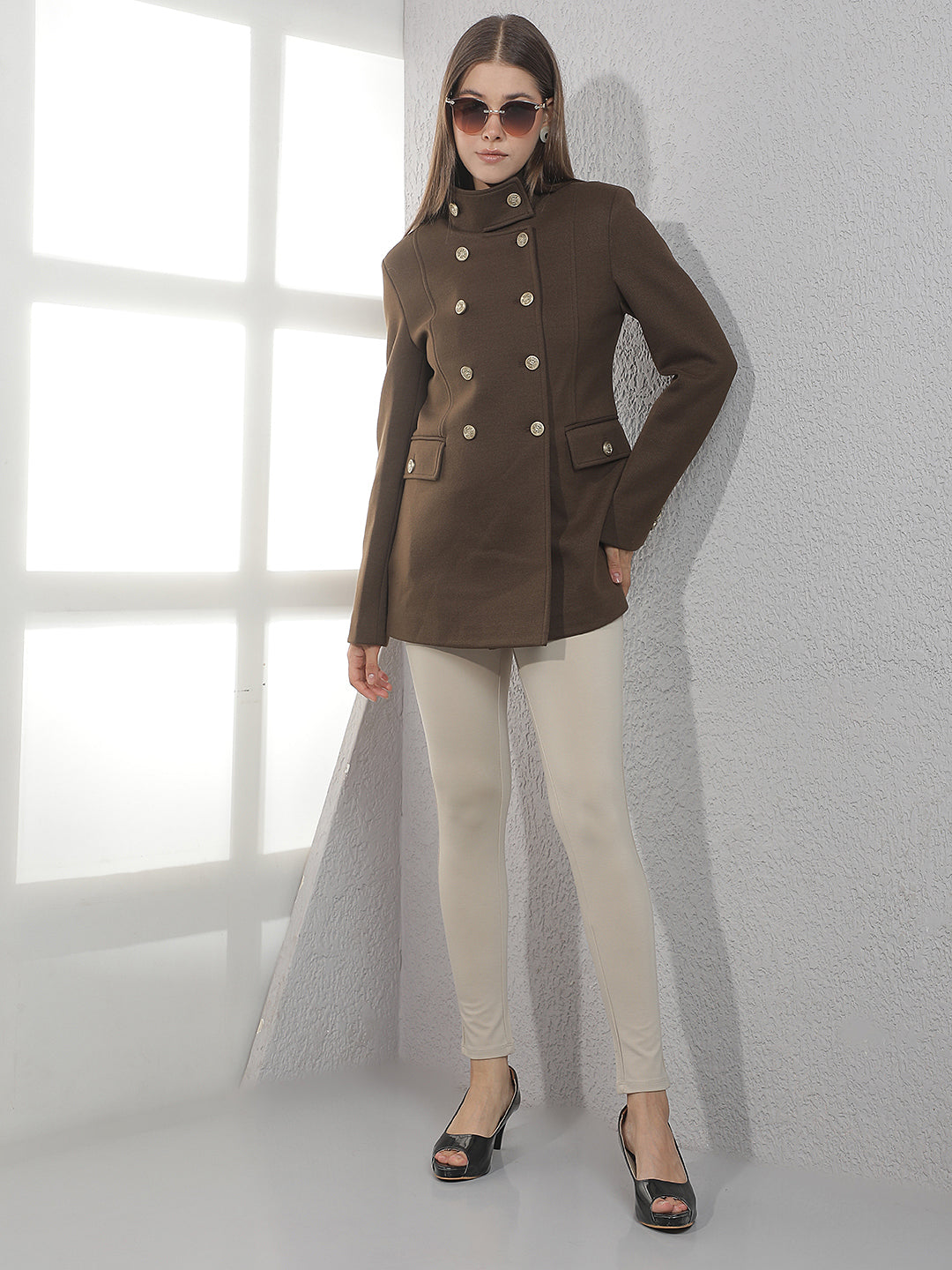 Brown High Neck Coat