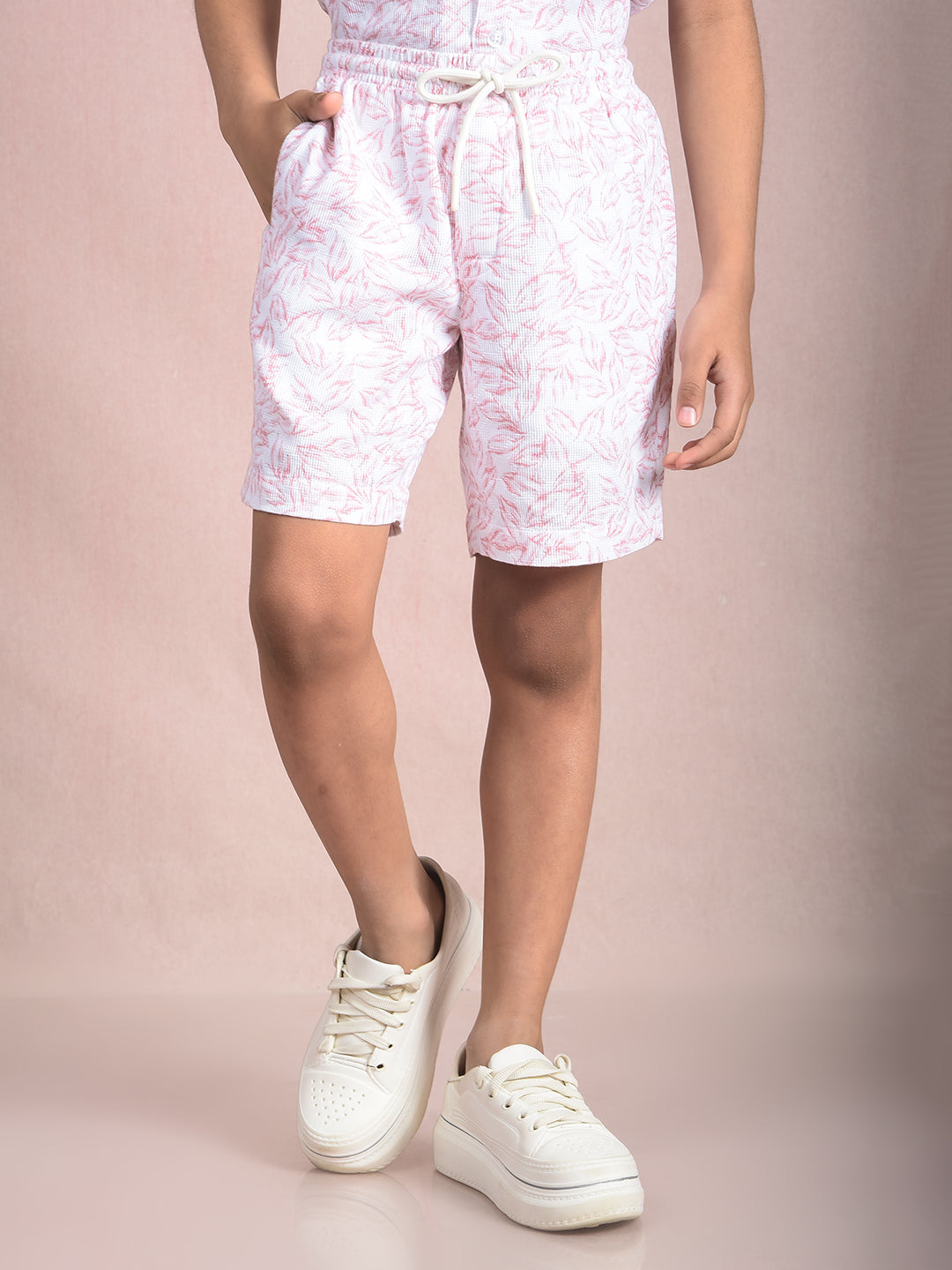 Peach Floral Print Shorts