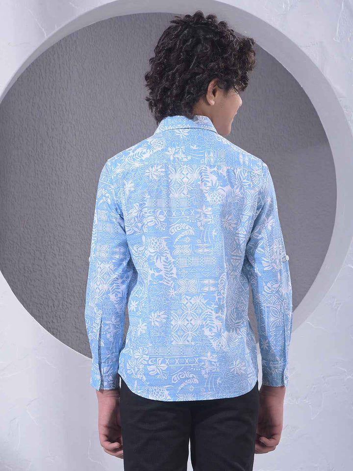 Blue Floral Print Shirt