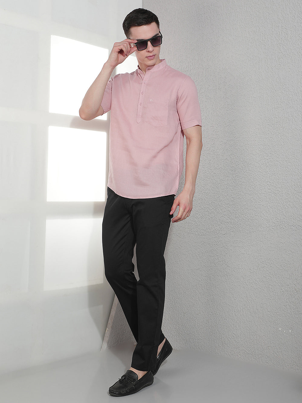 Vibrant Pastels Pink Linen Kurta