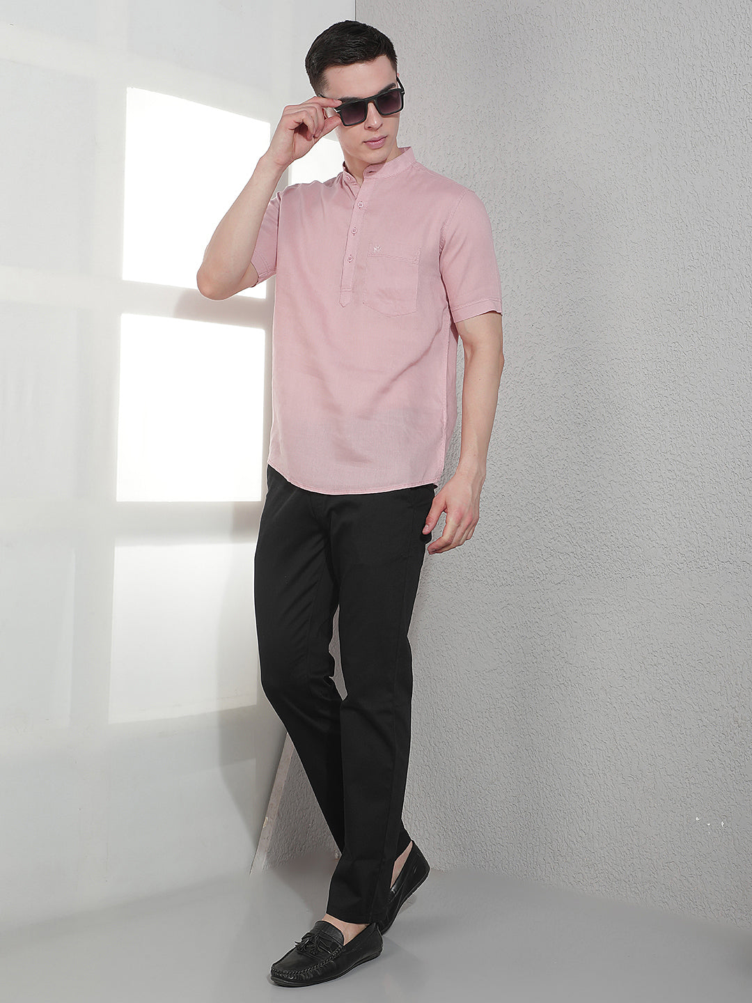 Vibrant Pastels Pink Linen Kurta