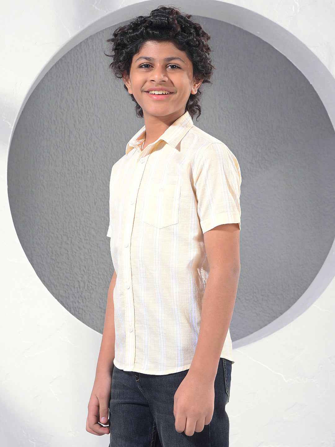 Yellow Vertical Stripes 100% Cotton Shirt