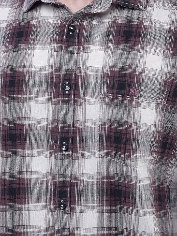 Maroon Checked 100% Cotton Shirt