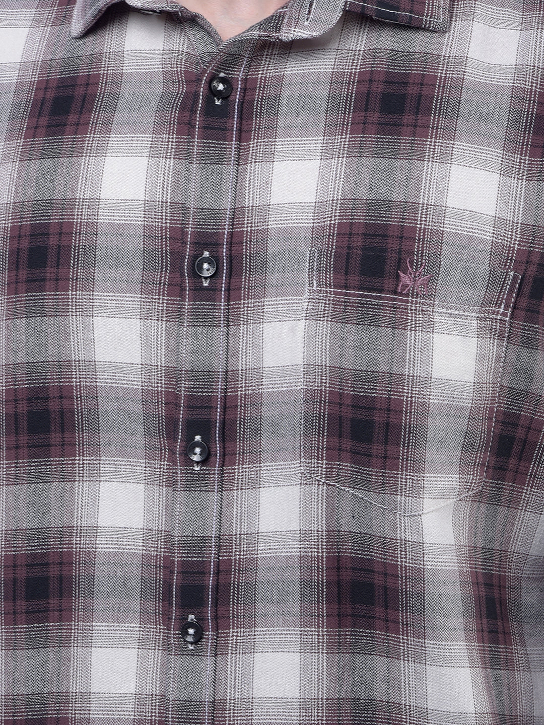 Maroon Checked 100% Cotton Shirt