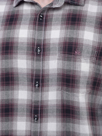 Maroon Checked 100% Cotton Shirt