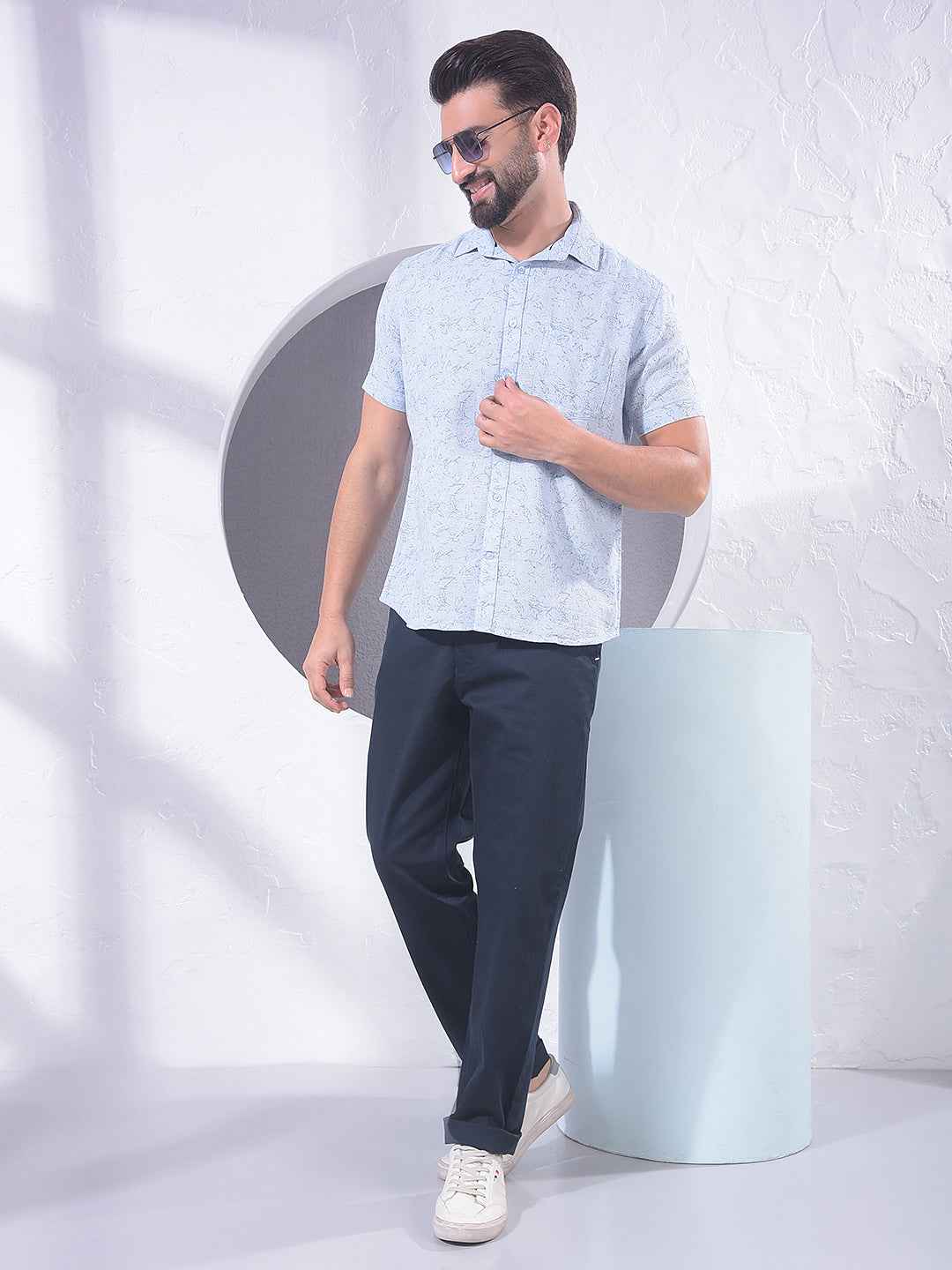 Blue Floral Print Shirt