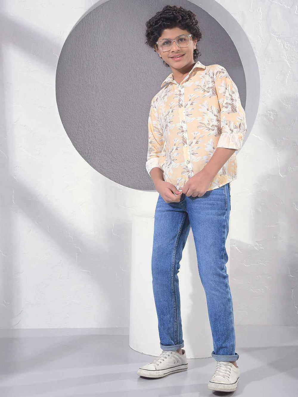 Yellow Floral Print Shirt