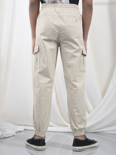 Modern Fit Beige Cargo Joggers