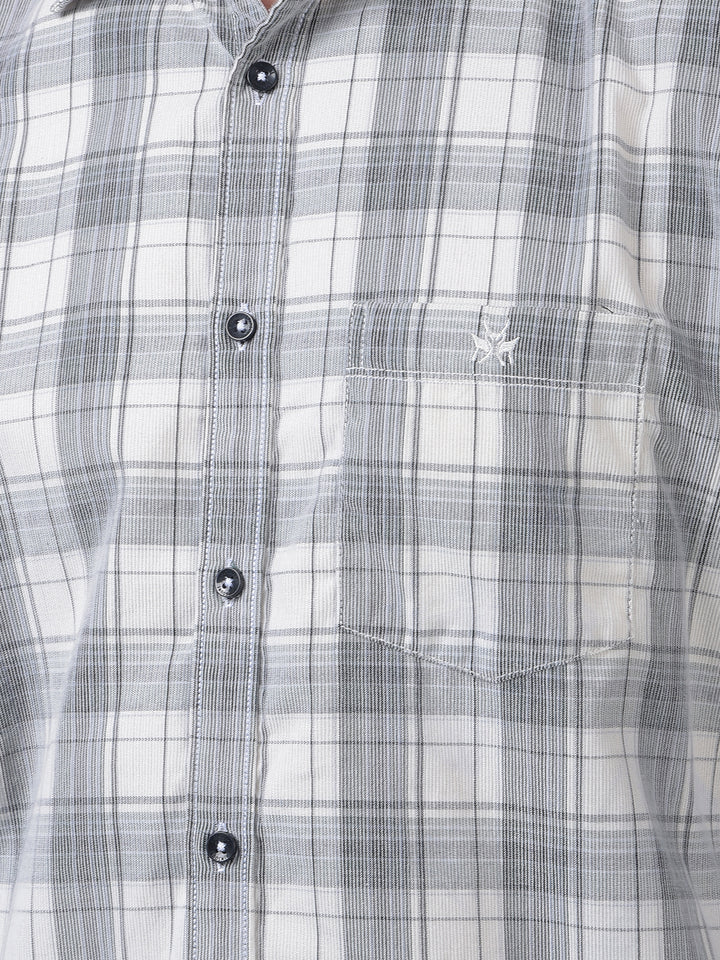 White Checked Corduroy Shirt