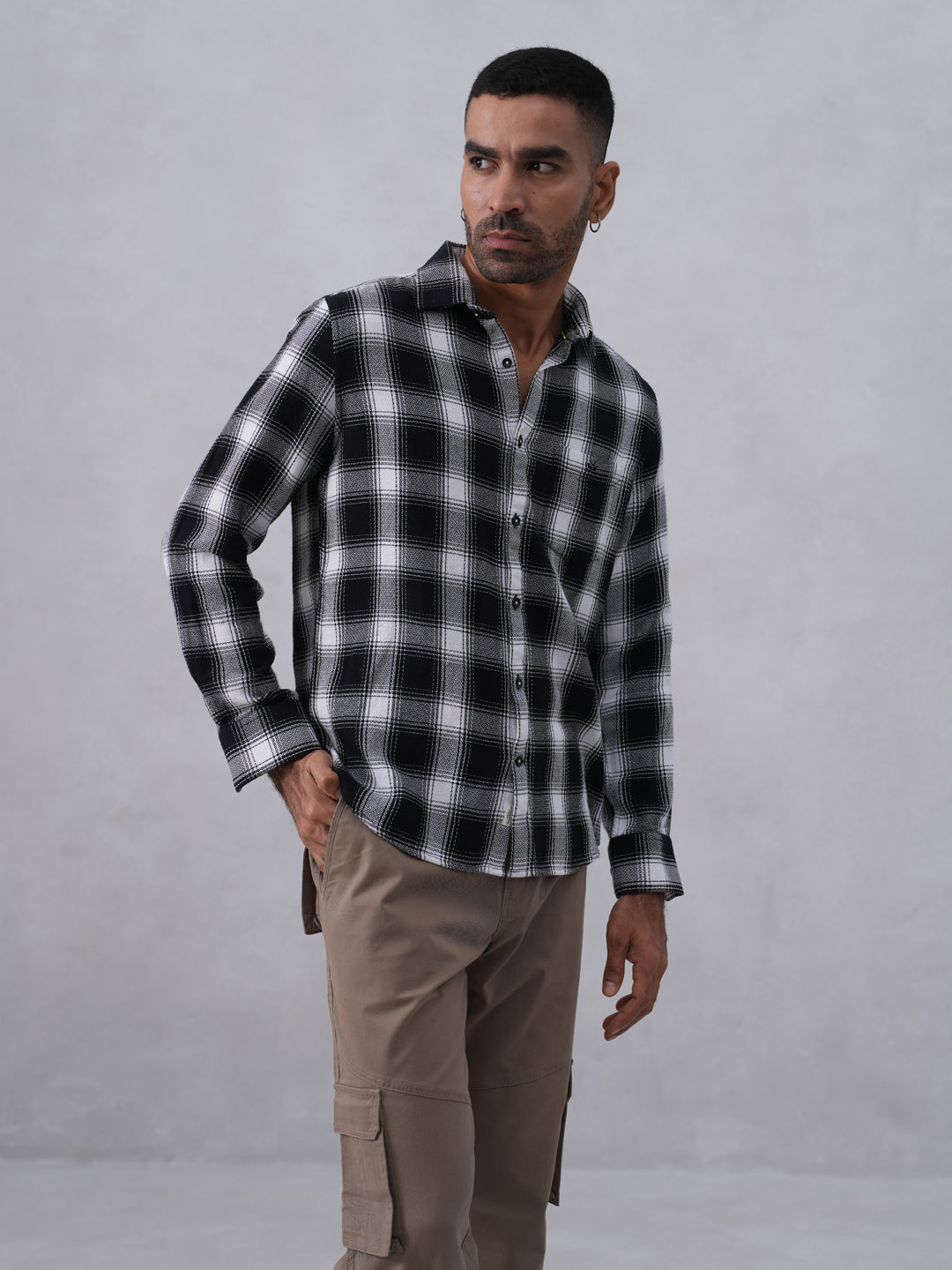 Black Checked 100% Cotton Shirt