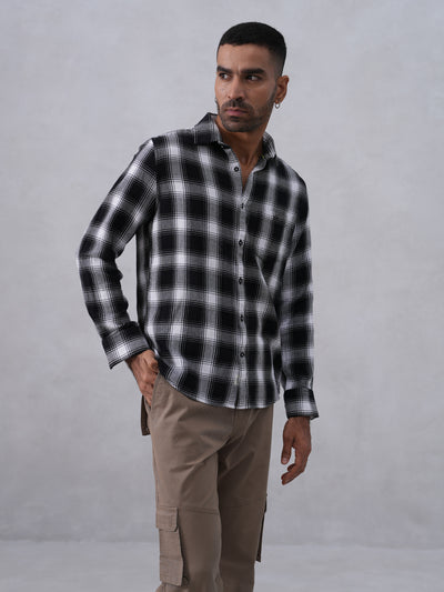 Black Checked 100% Cotton Shirt