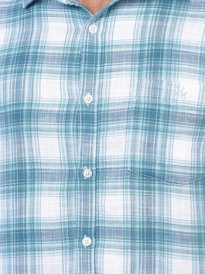 Blue Checked 100% Cotton Shirt