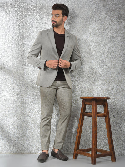 Brown Notched Lapel Single-Breasted Blazer