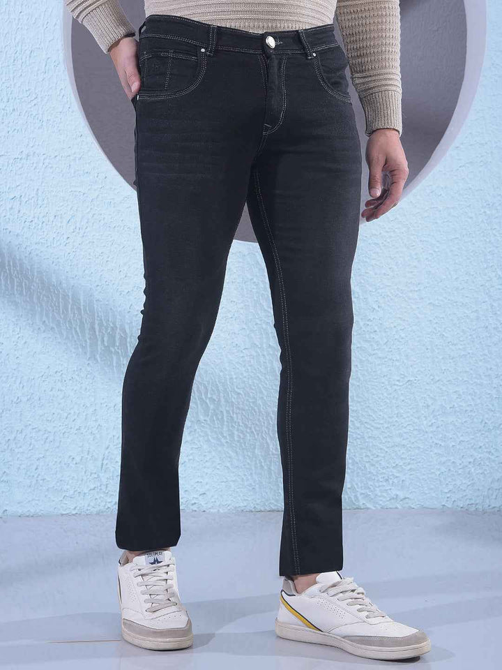 Trendy Charcoal Grey Stretch Casual Jeans
