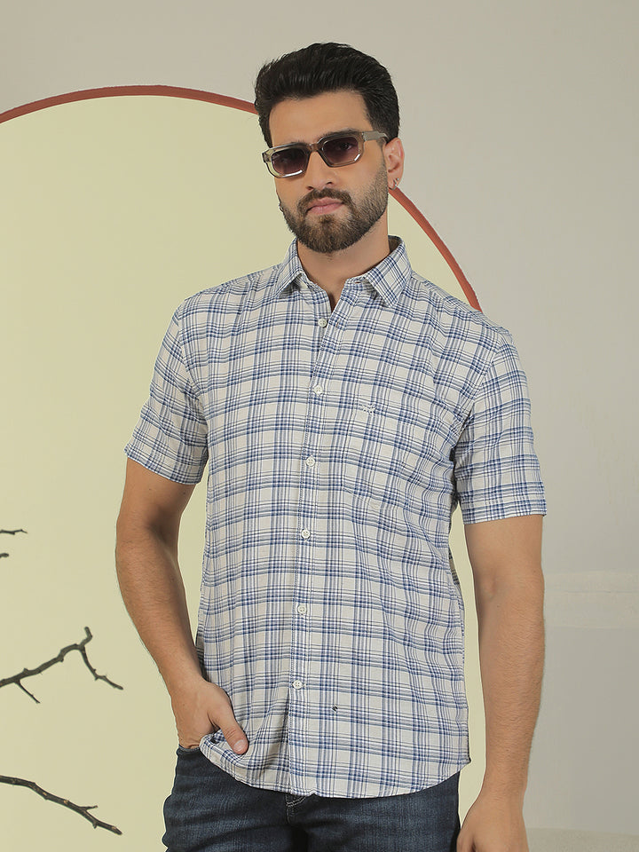 Blue Checked Linen Shirt