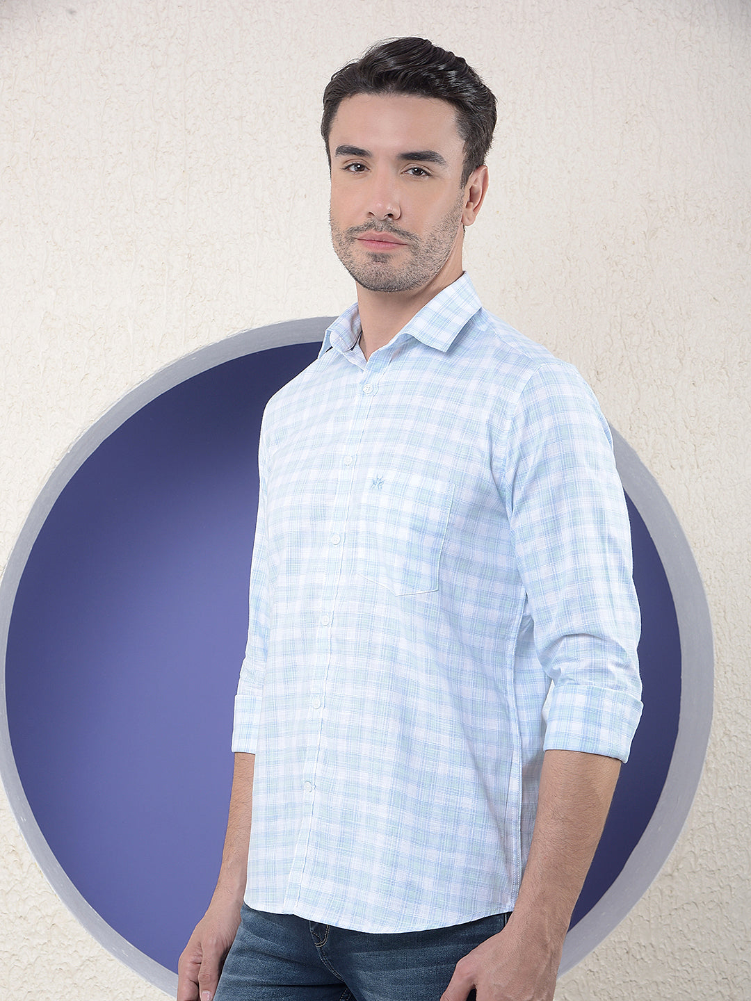 Checked 100% Cotton Green Shirt