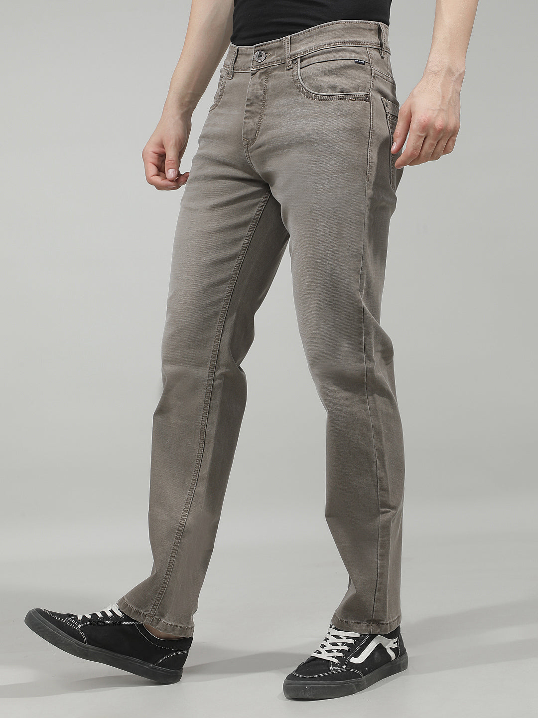 Sleek Safari Khaki Straight Jeans