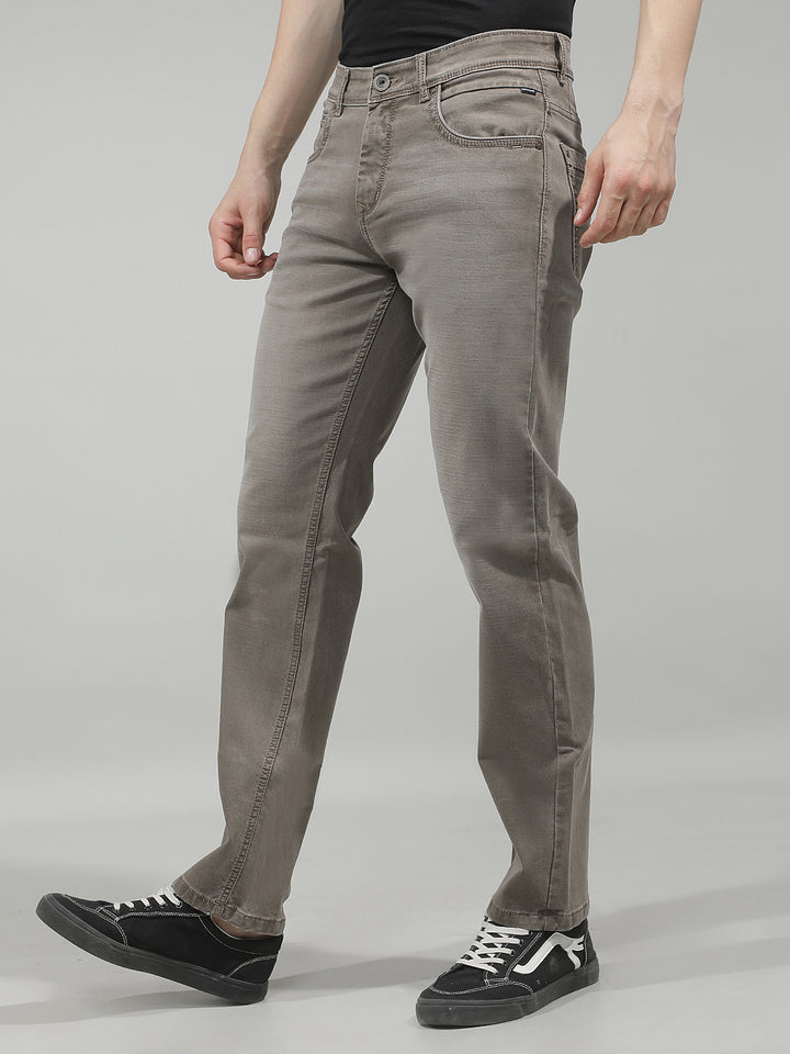 Sleek Safari Khaki Straight Jeans