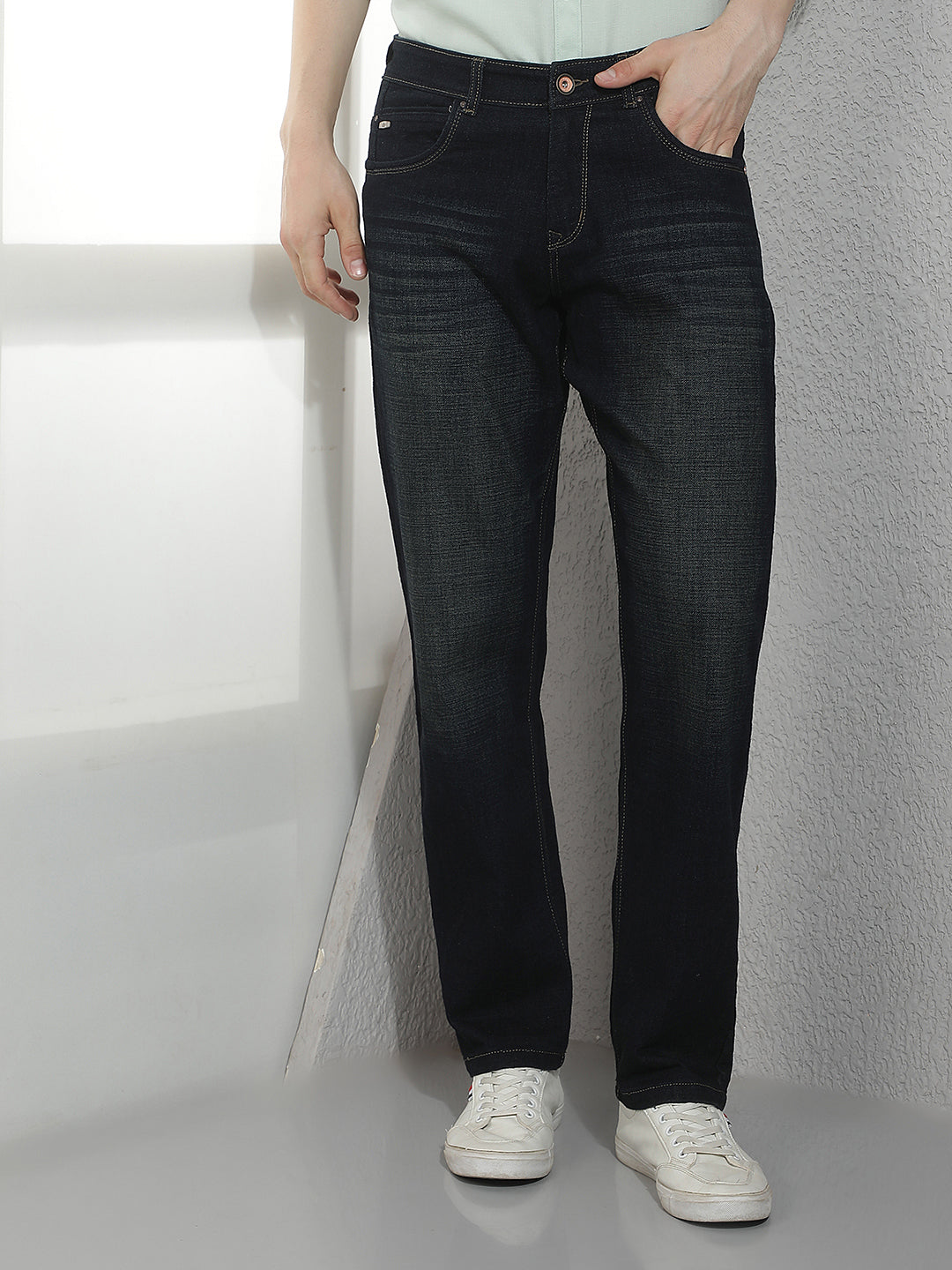 Indigo Blue Straight Faint Relaxed Jeans