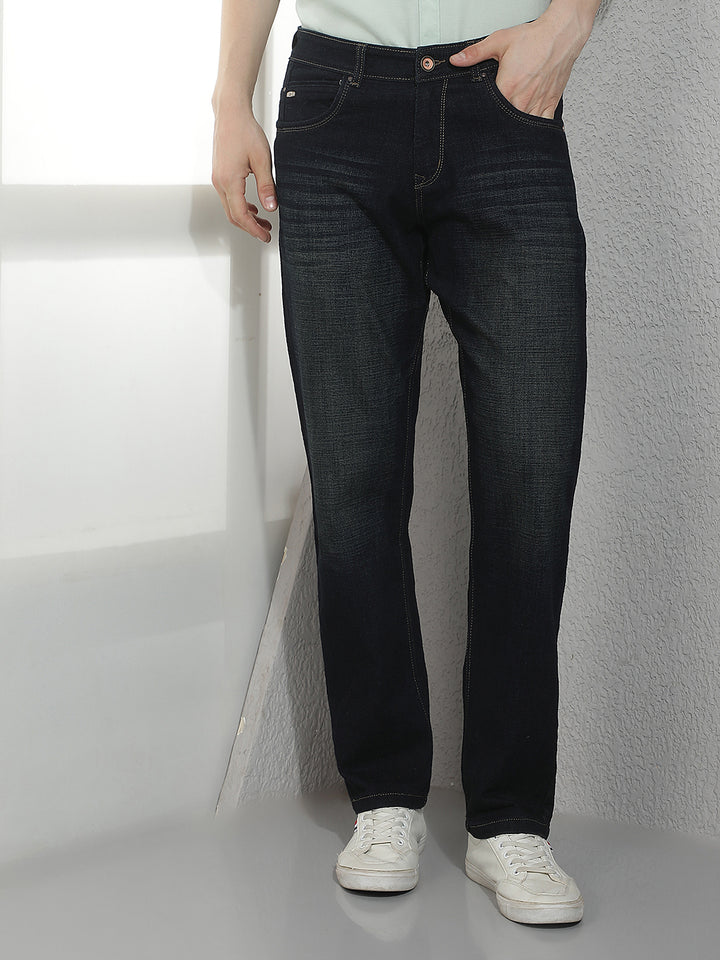 Indigo Blue Straight Faint Relaxed Jeans
