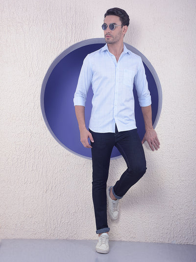 Blue Checked 100% Cotton Shirt