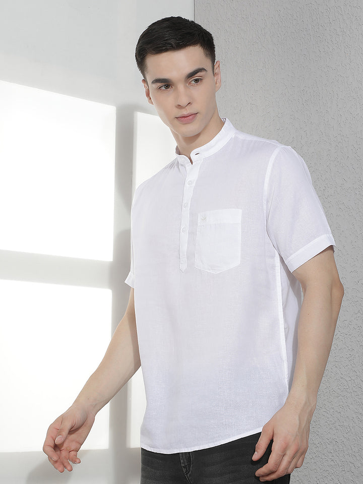 Modern Pure White Linen Kurta