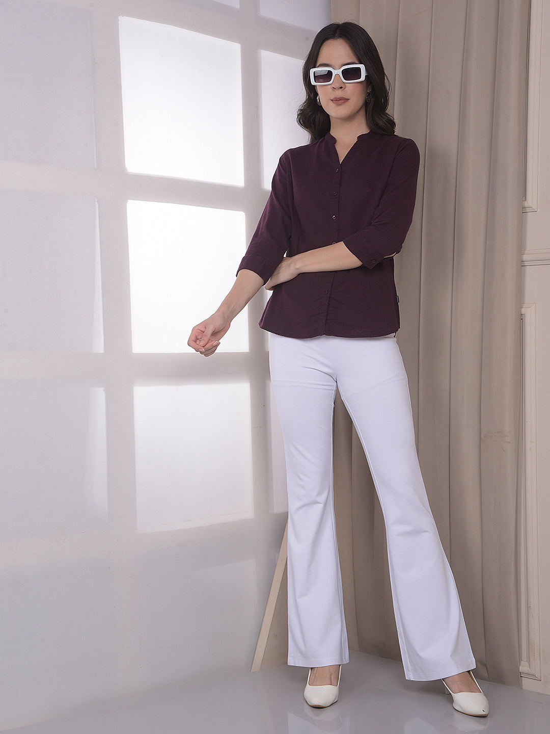 White Bootcut Treggings