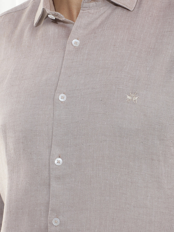 Brown Casual Linen Shirt