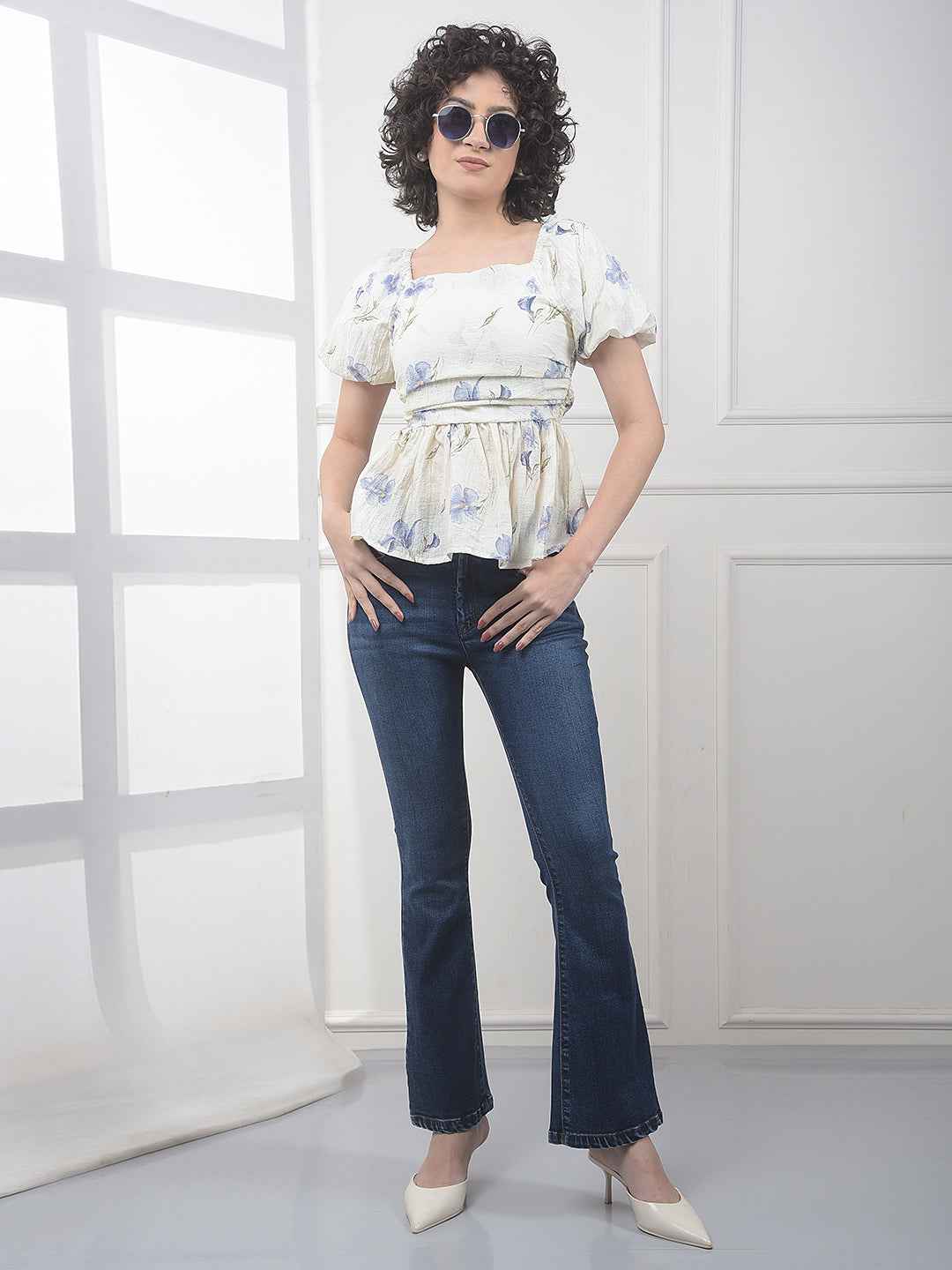 Blue Retro Bootcut Jeans