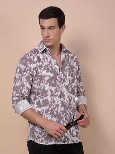 Purple Floral Print Shirt