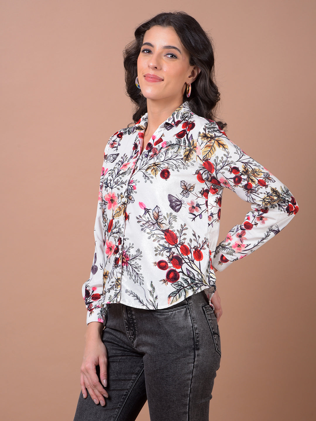 Multi-Color Floral Print Shirt