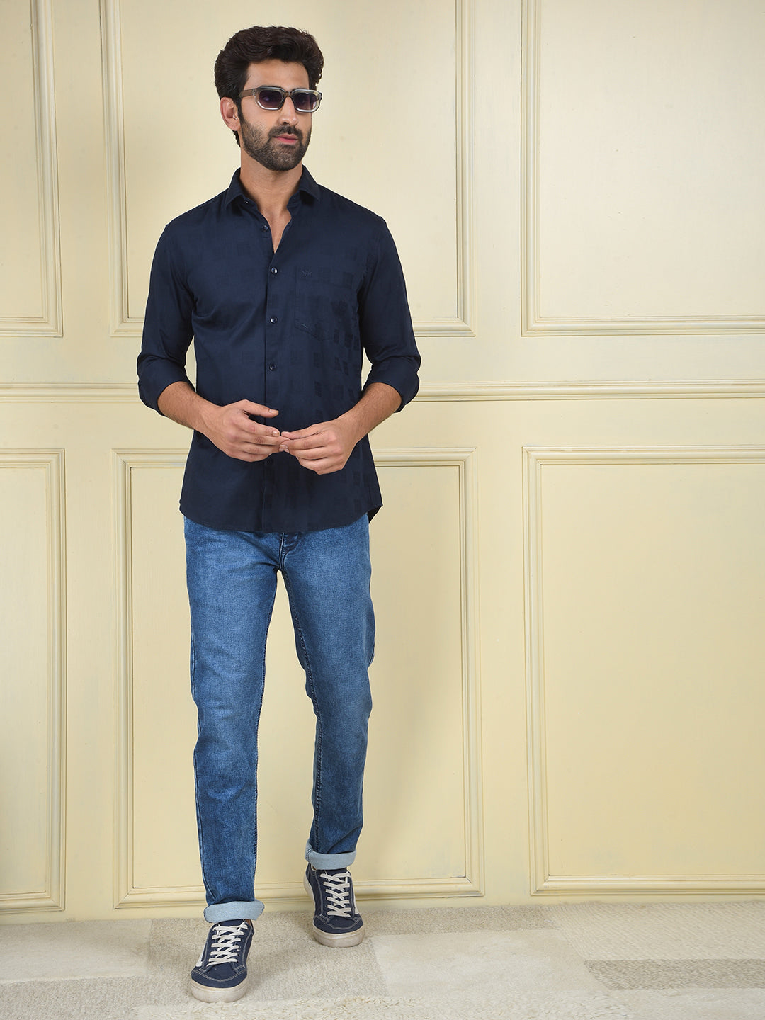 Navy Blue 100% Cotton Shirt