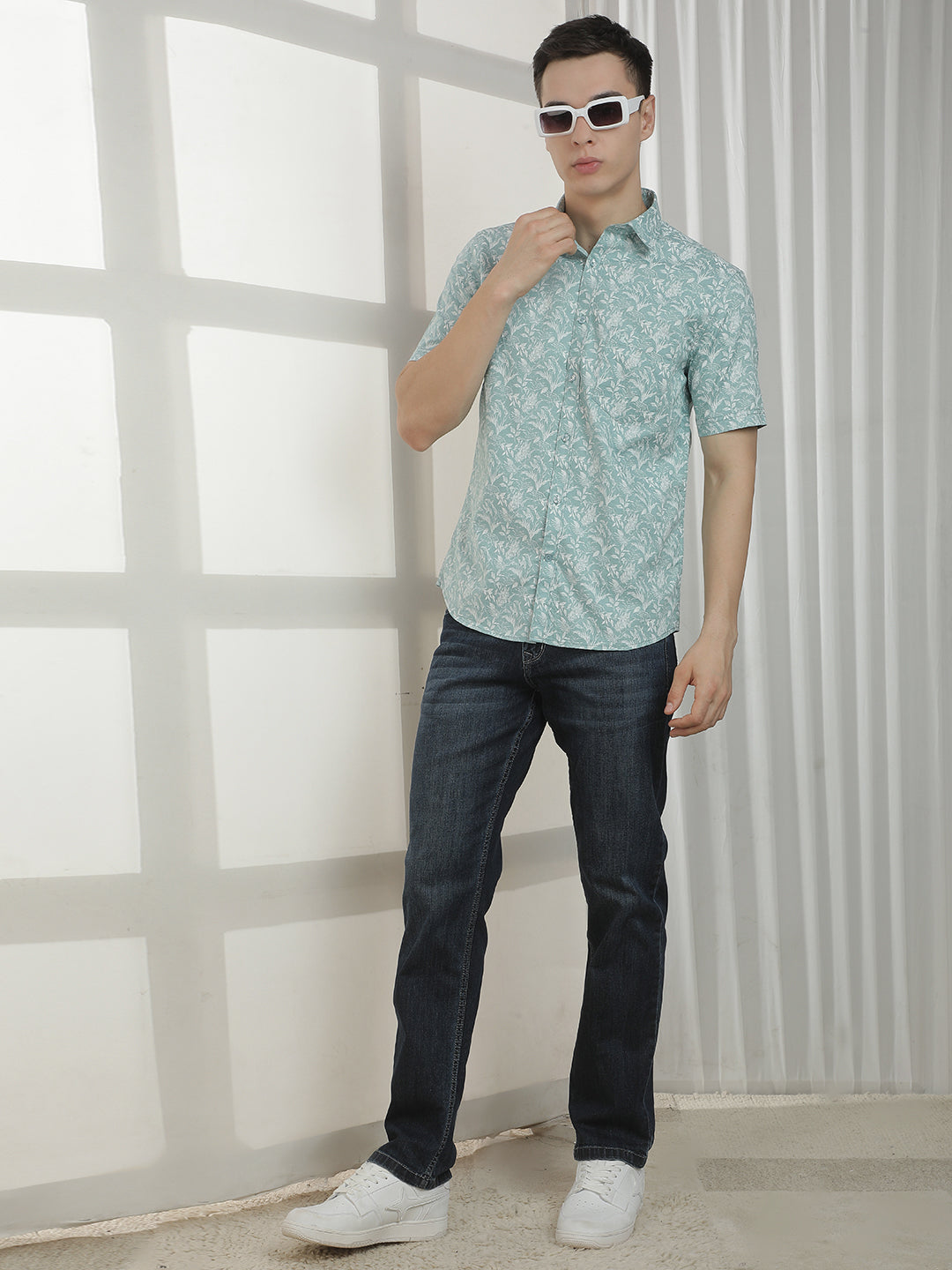 Green Floral Print Shirt