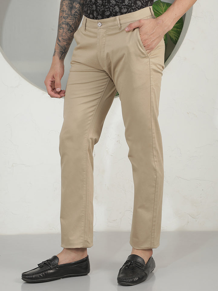 Tailored Latte Beige Straight Trousers