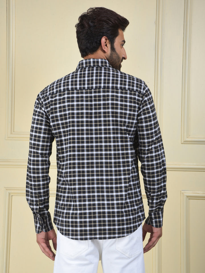 Navy Blue Checked 100% Cotton Shirt