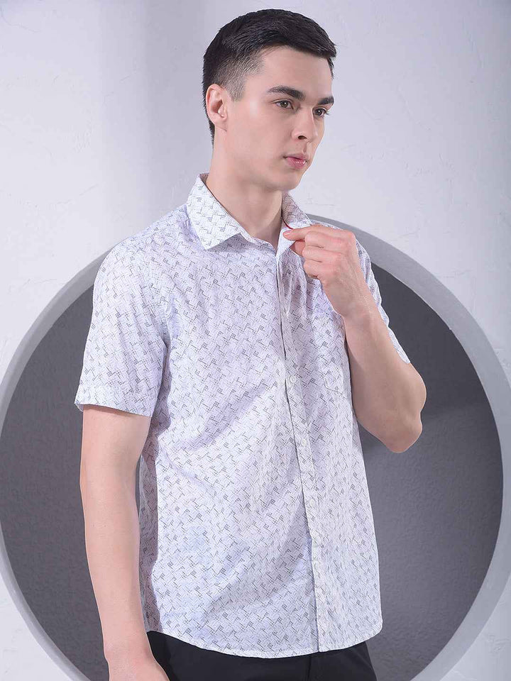 Grey Modern Print Shirt