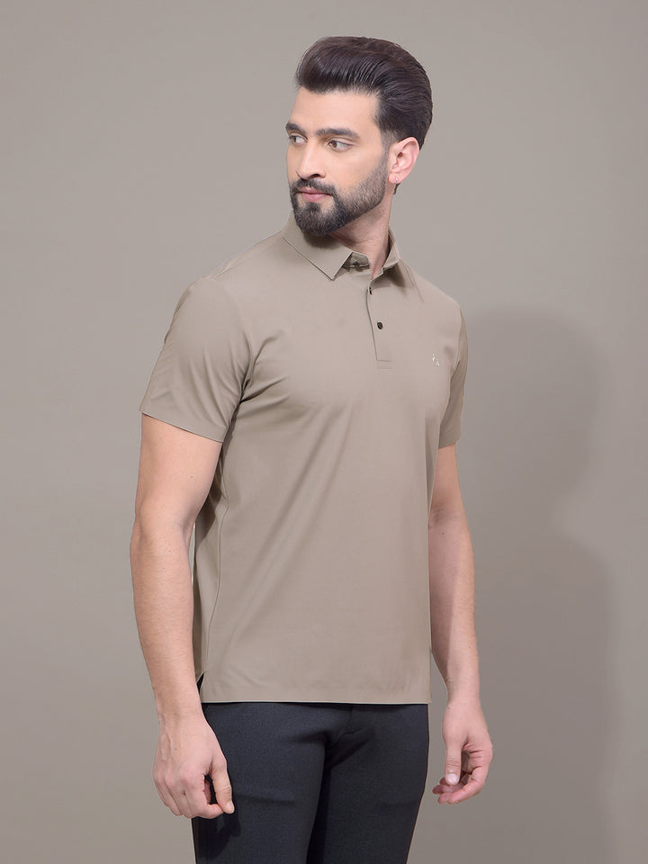 Grey Polo Neck T-Shirt-Men T-Shirts-Crimsoune Club