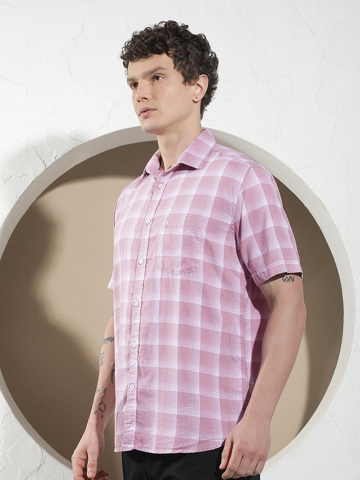 Pink Checked 100% Cotton Shirt
