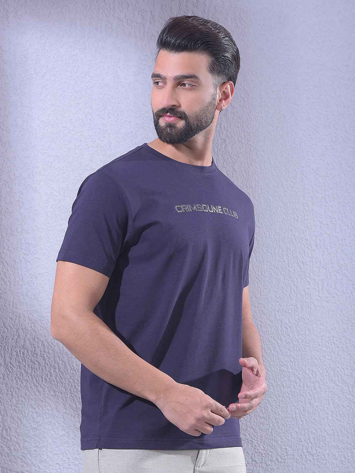 Purple Typographic Print T-Shirt