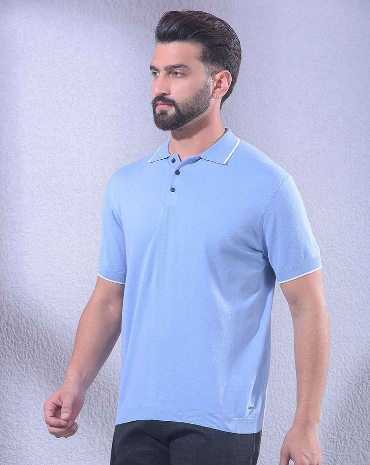 Sophisticated Sky Blue Blue Polo T-Shirt